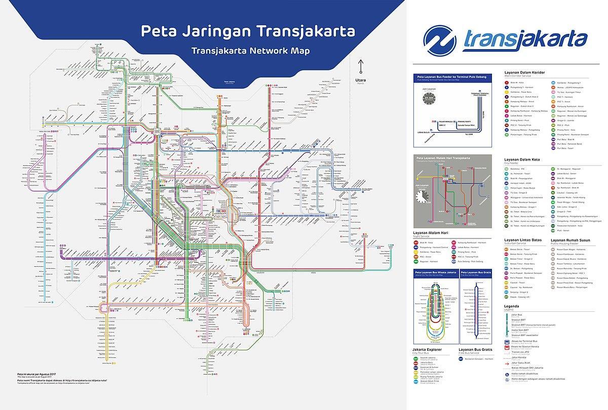 transJakarta นแผนที่เส้นทาง