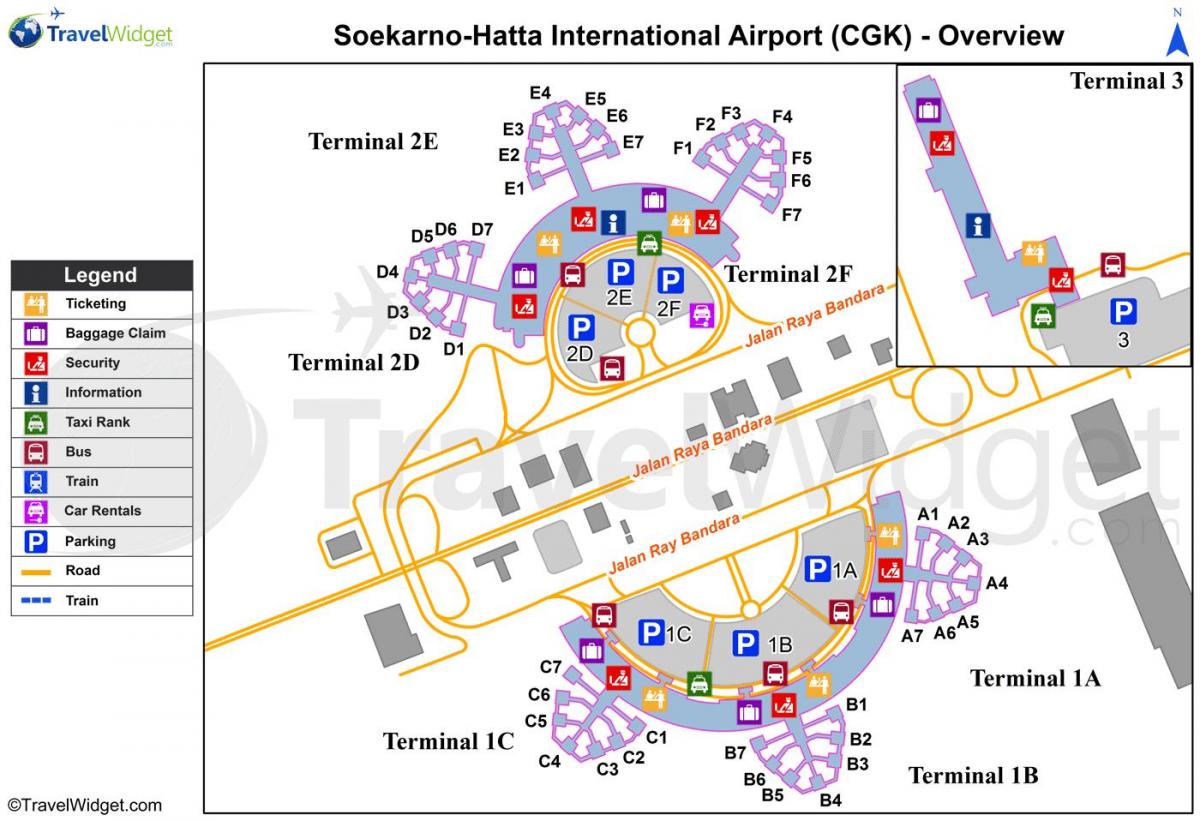 soekarno hatta สนามบินเทอร์มินัลแผนที่