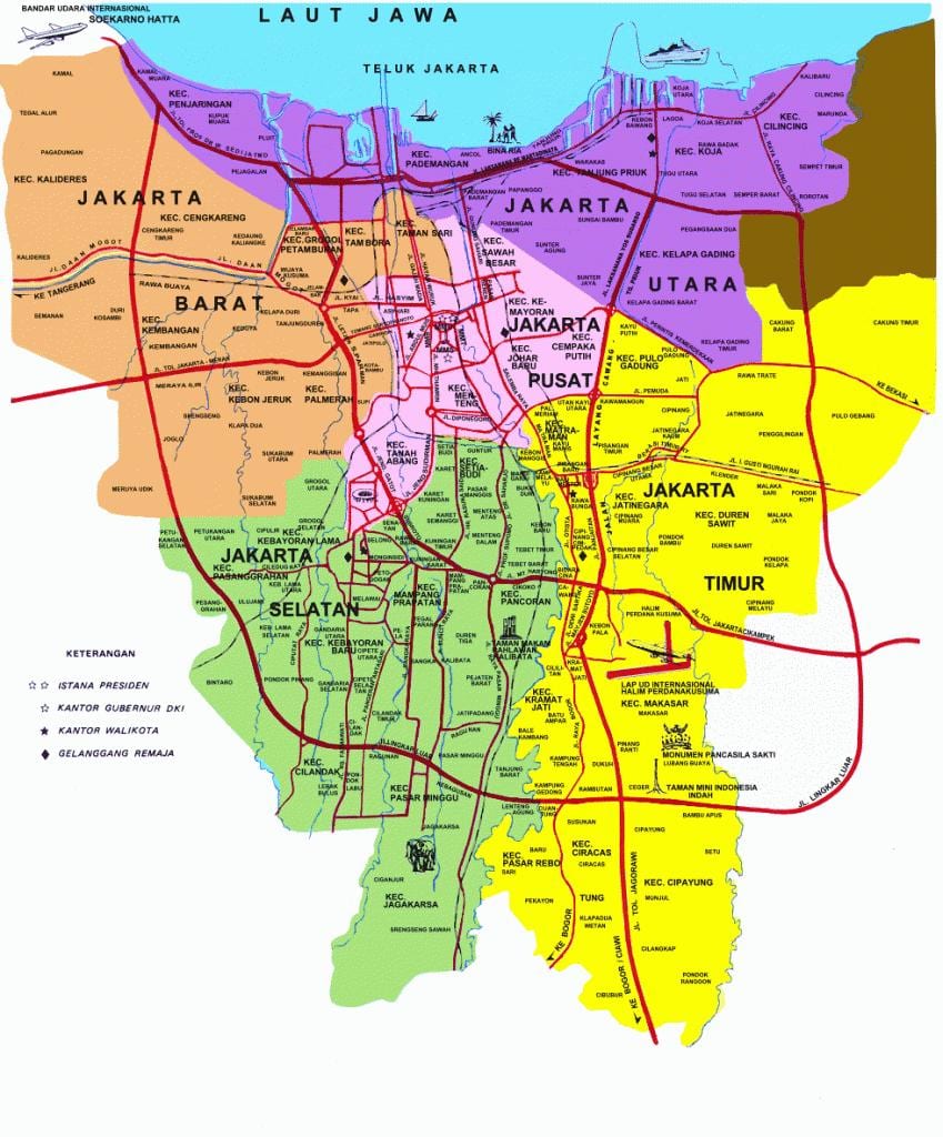 จาการ์ตานักท่องเที่ยวหน่อย attractions แผนที่