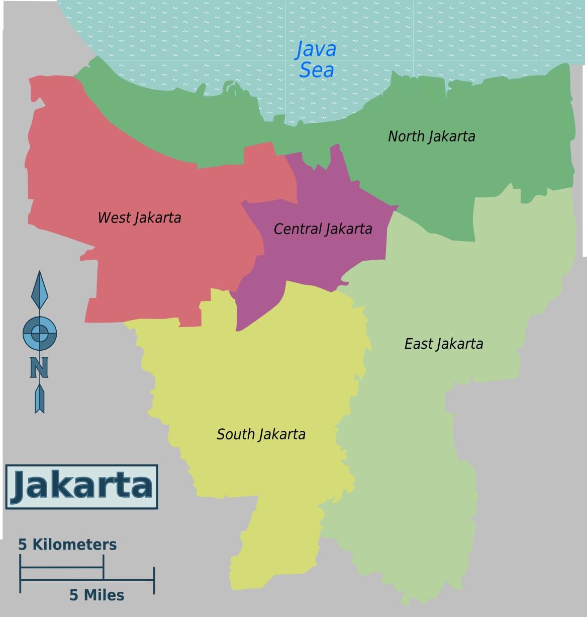 แผนที่ขอจาการ์ตา districts. kgm