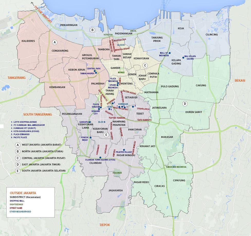แผนที่ของทางตะวันตกจาการ์ตา