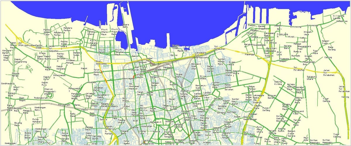 แผนที่ของทางเหนือจาการ์ตา