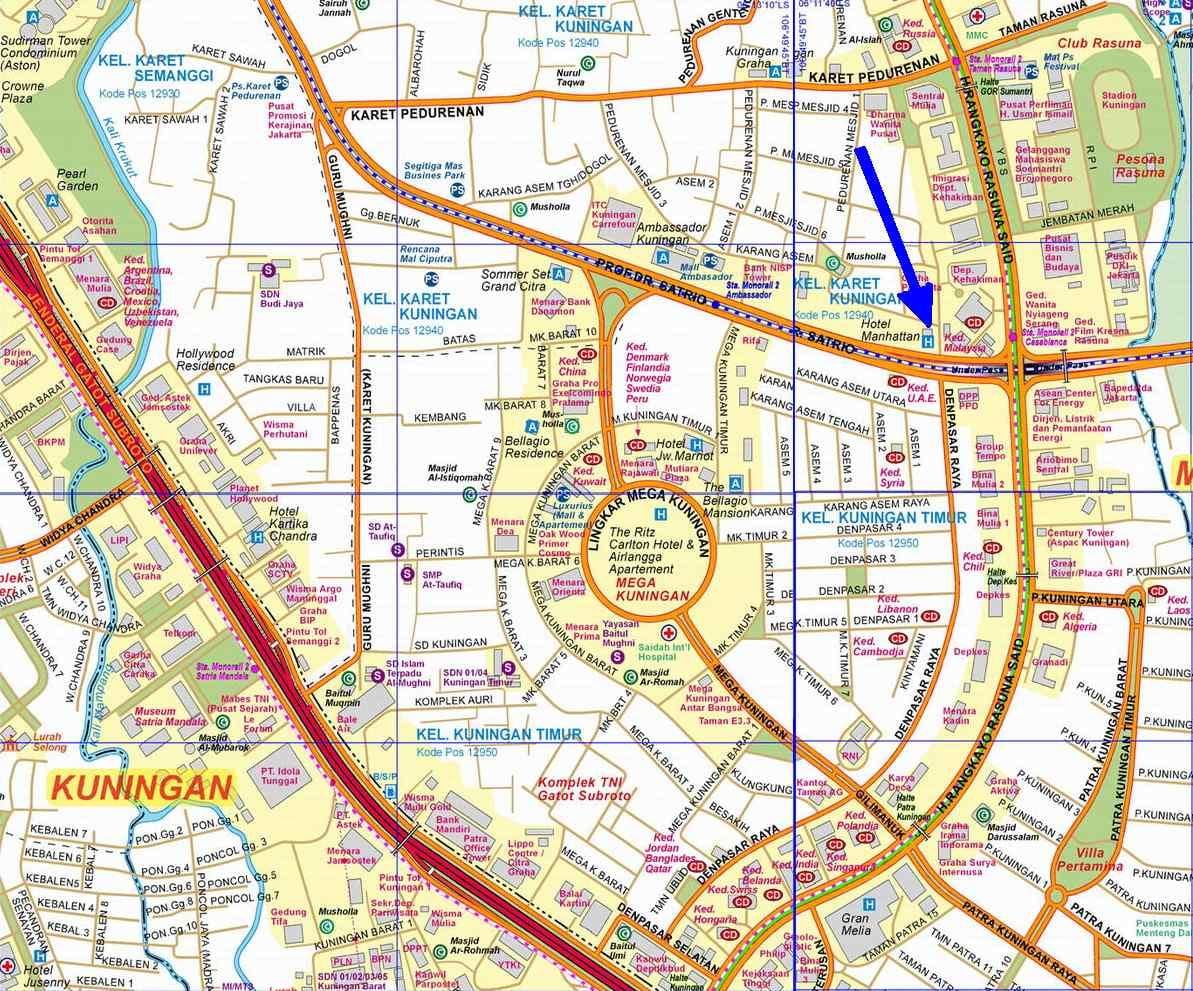 แผนที่ของทางใต้จาการ์ตา