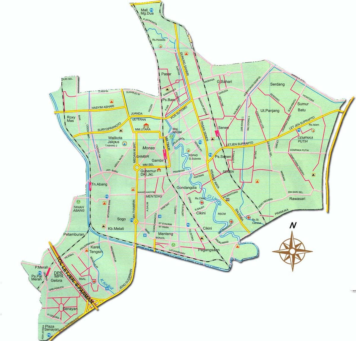 แผนที่ขอจาการ์ตา pusat