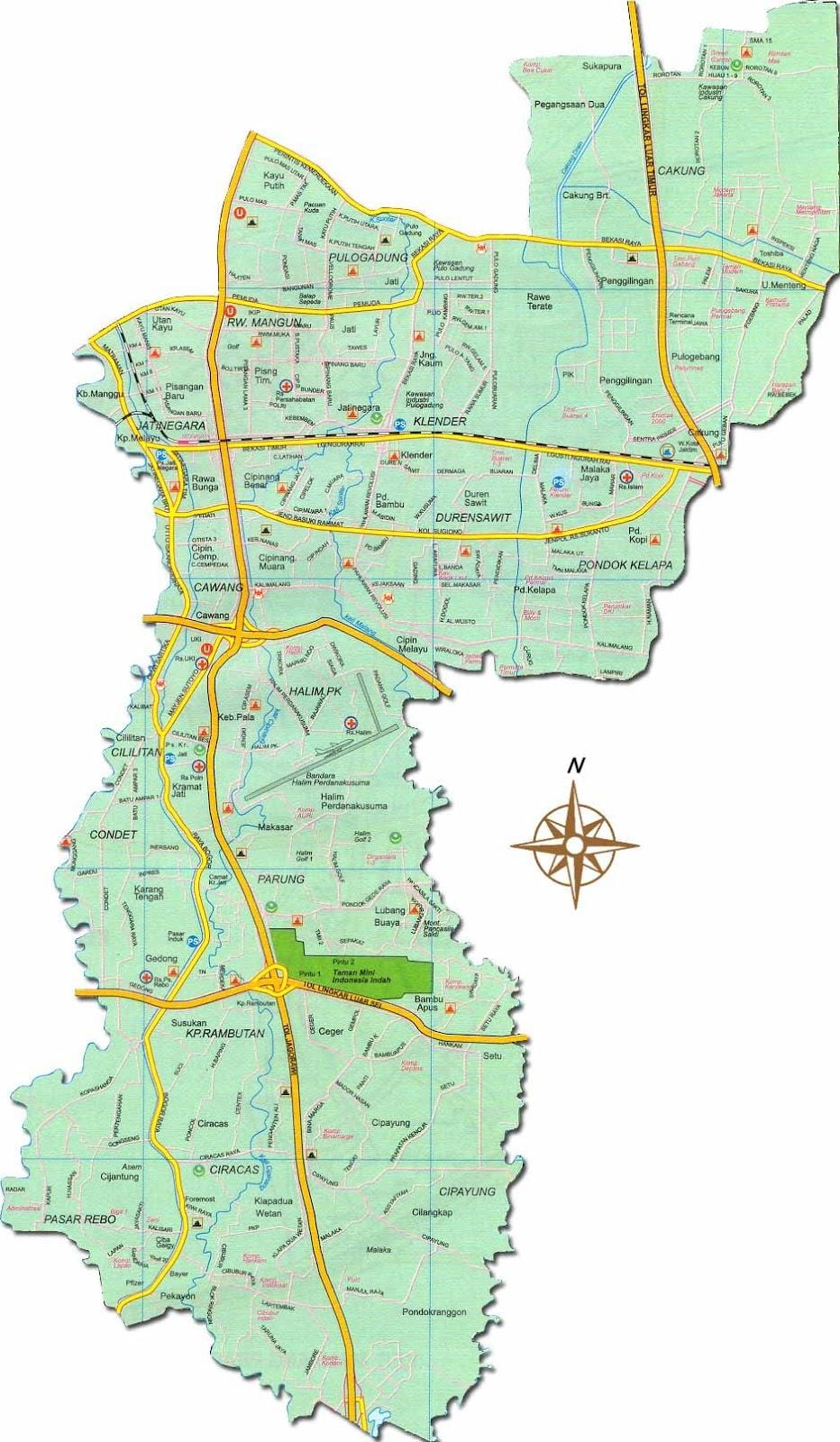 แผนที่ทางทิเมอร์จาการ์ตา lengkap