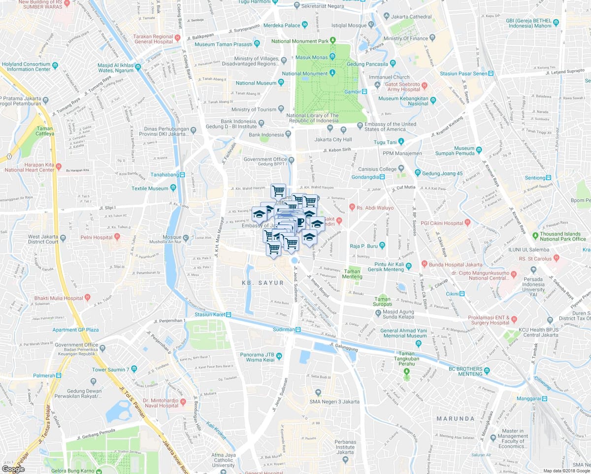 แผนที่ของ thamrin จาการ์ตา